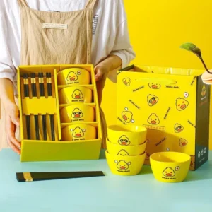 Set Quà Tặng Bát Đũa Sứ Cao Cấp Plume Duck